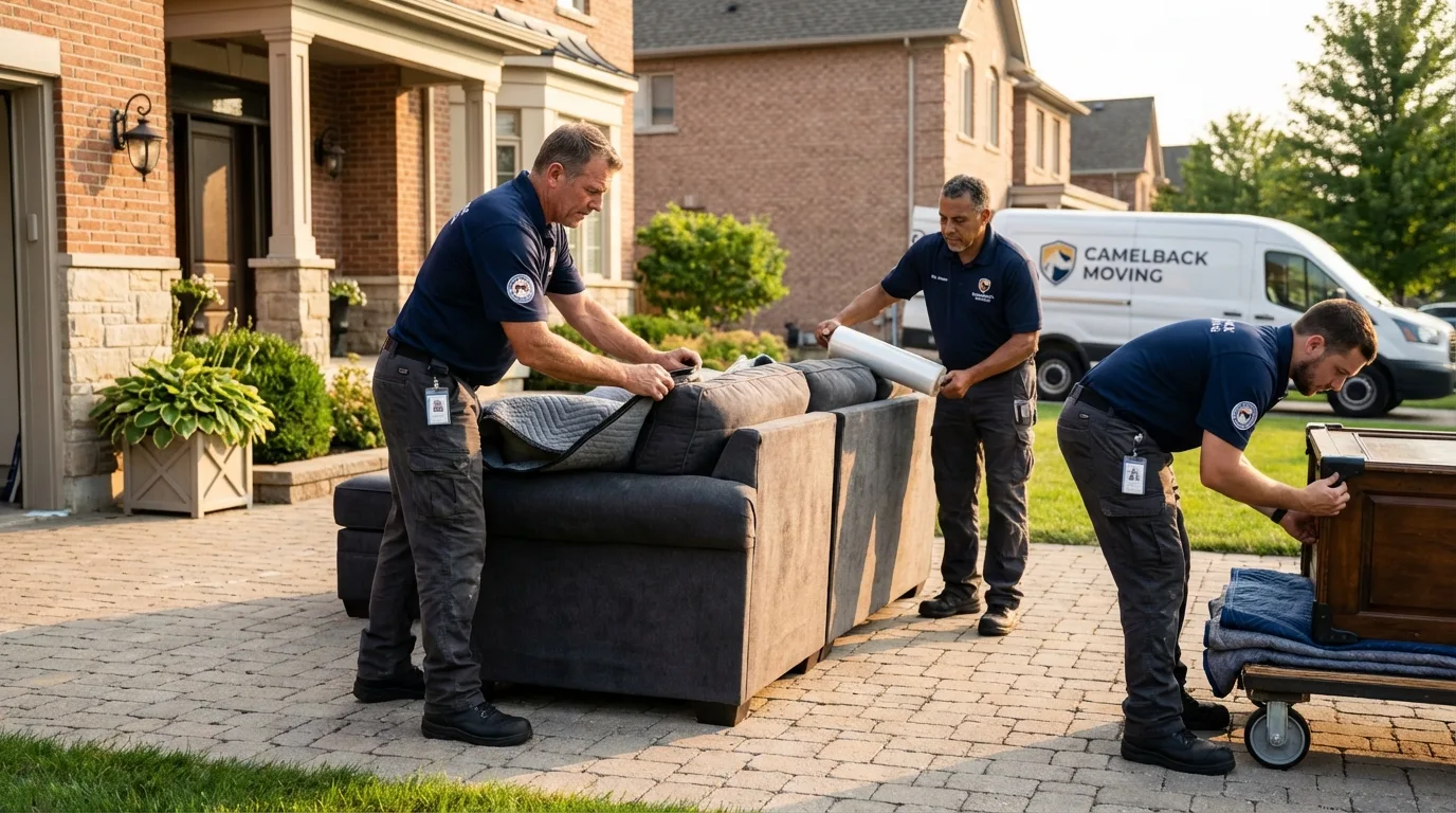 Large estate moving crew wrapping furniture in Savanna, IL